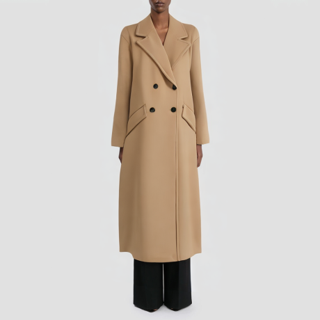 Double-breasted loose-fitting wool coat