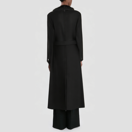 Stylish faux fur collar button-up coat