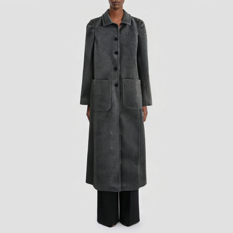 Single-breasted long blended fabric women's coat