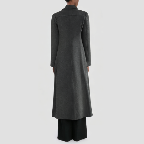 Single-breasted long blended fabric women's coat