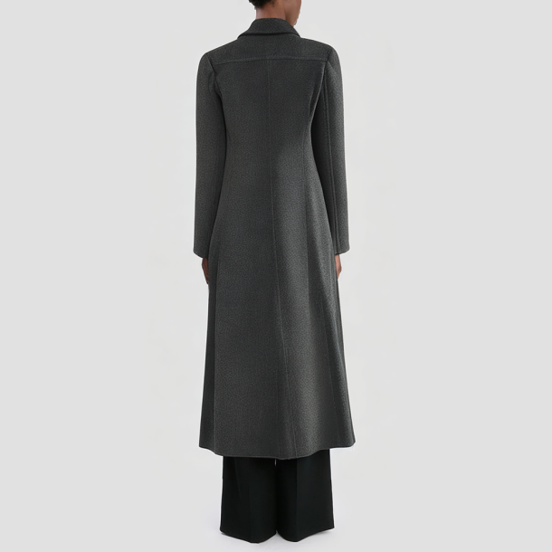 Single-breasted long blended fabric women's coat