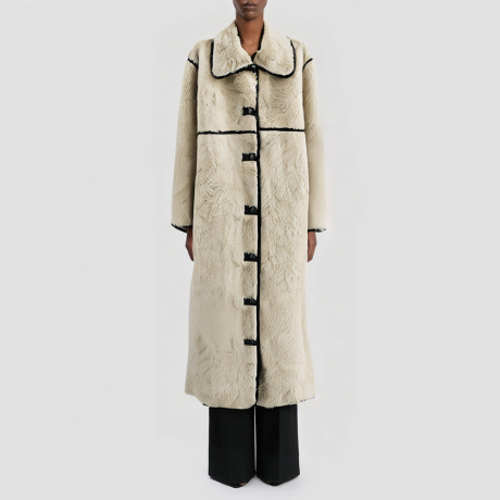 Retro stand-collar casual long coat