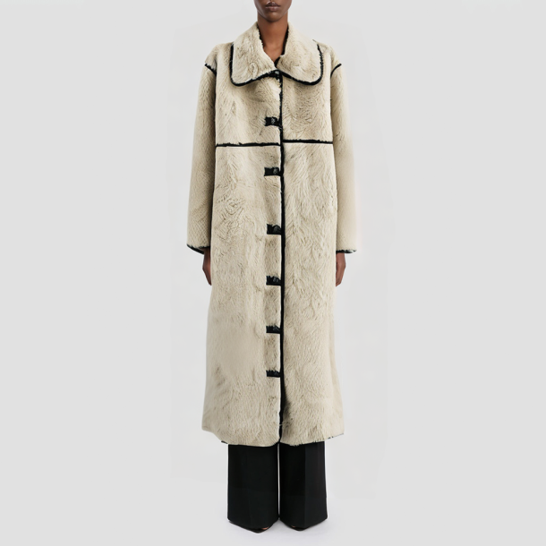 Retro stand-collar casual long coat