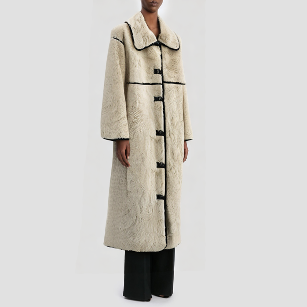 Retro stand-collar casual long coat