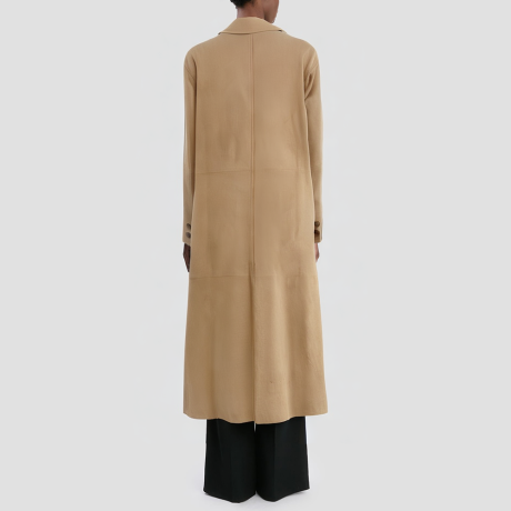 Notched lapel single-breasted, long women's coat
