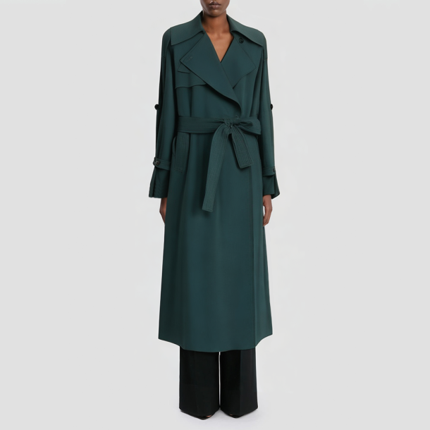 Loose-fitting trench coat with a belt detail