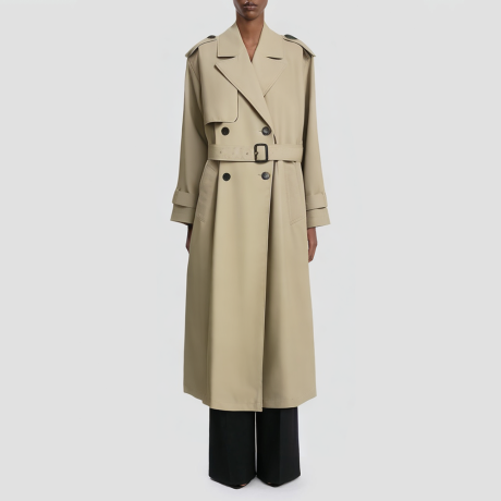 Stylish double-breasted long women's coat