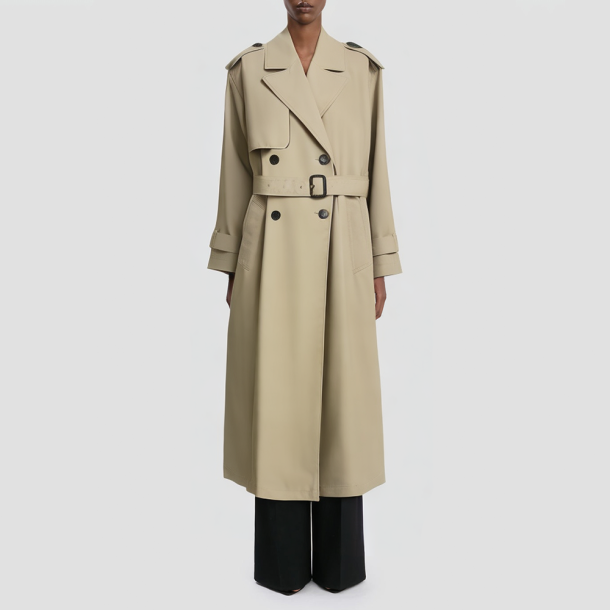 Stylish double-breasted long women's coat