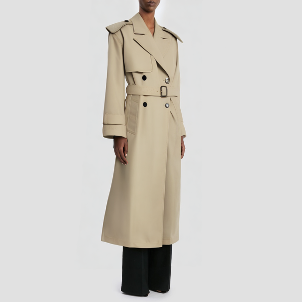 Stylish double-breasted long women's coat