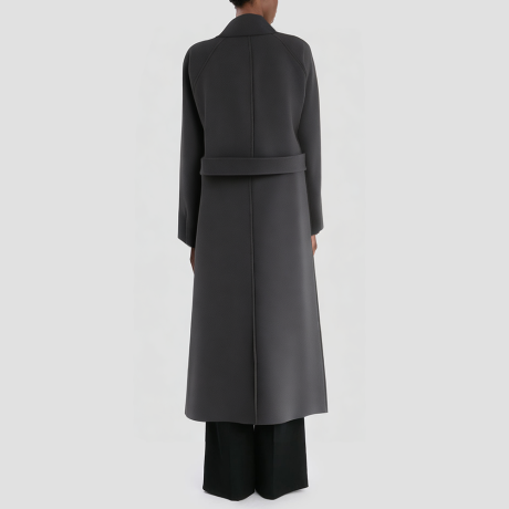 Stand-collar belted long-sleeved jacket