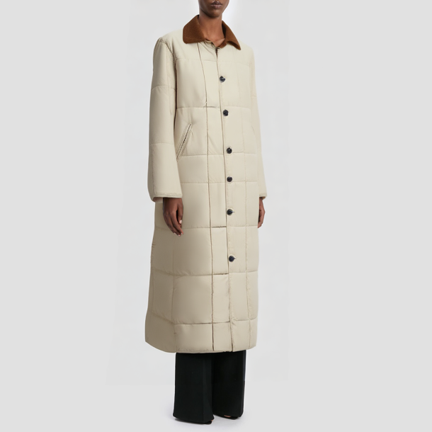 Two-tone lapel single-breasted long coat