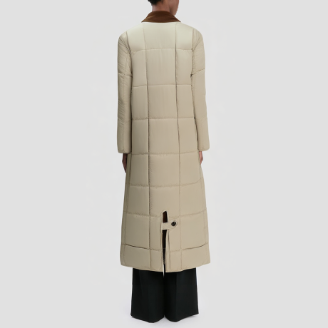 Two-tone lapel single-breasted long coat