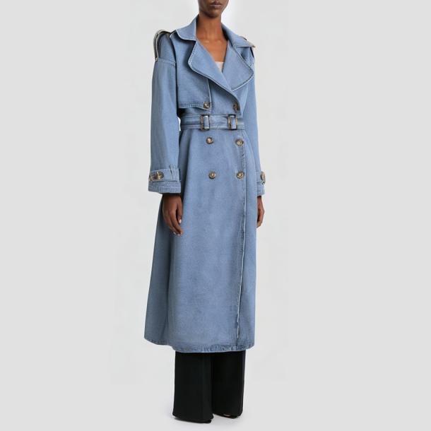 Denim-style long casual women's jacket