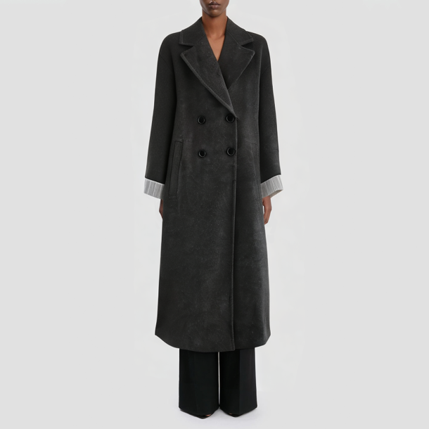 Double-breasted long women's trench coat