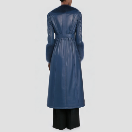 Winter long coat with a fox fur collar