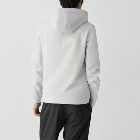 Men's white stand-collar rabbit fur bomber jacket