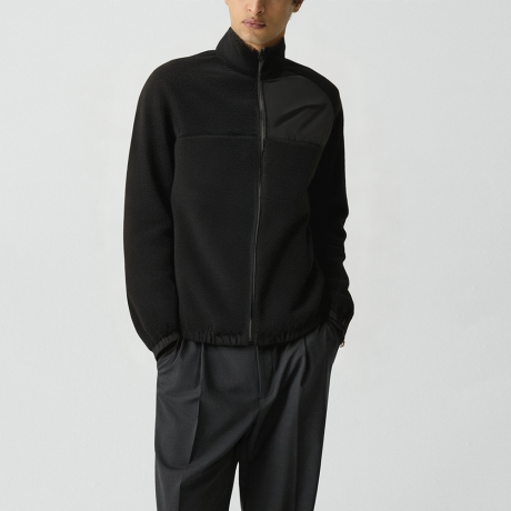 Men's black Patchwork Lambskin Winter Stand-Collar Jacket