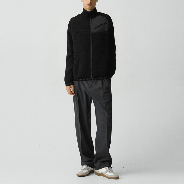 Men's black Patchwork Lambskin Winter Stand-Collar Jacket