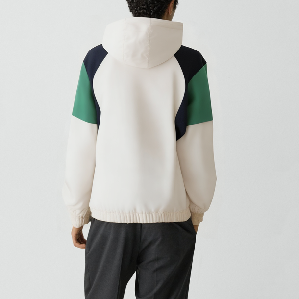 Men's hooded jacket with contrasting color paneling