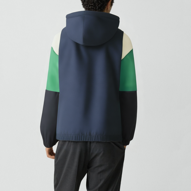 Hooded color-block jacket