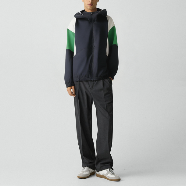 Hooded color-block jacket