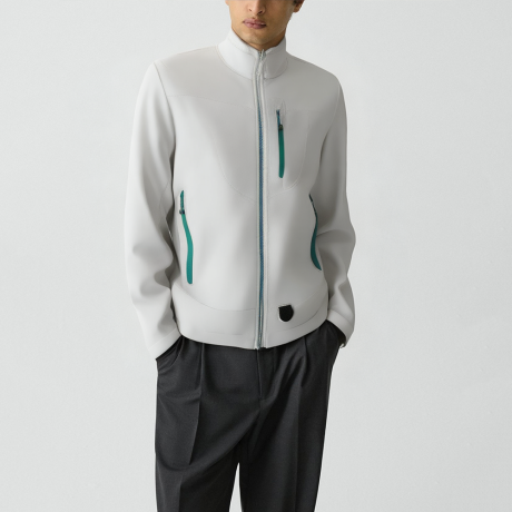 Men's color-block waterproof stand-collar hiking jacket