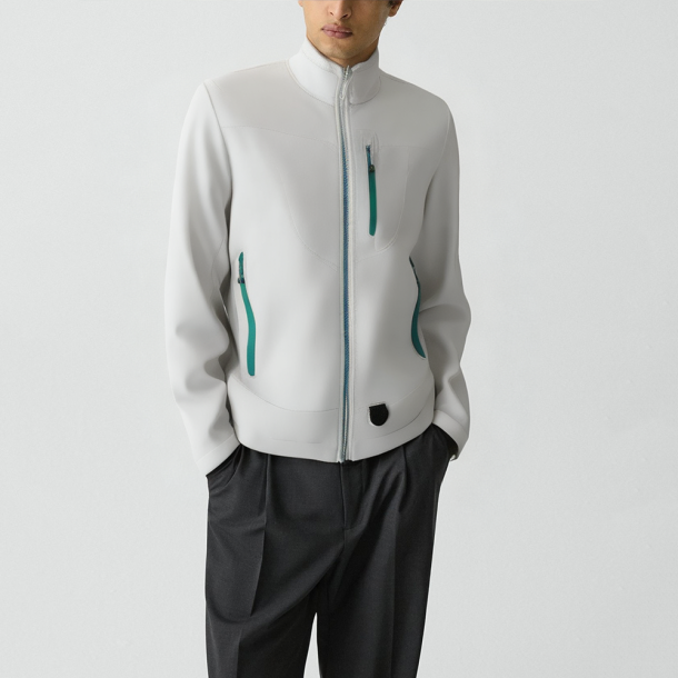 Men's color-block waterproof stand-collar hiking jacket