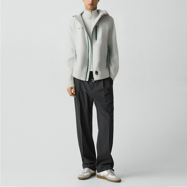 Men's color-block waterproof stand-collar hiking jacket