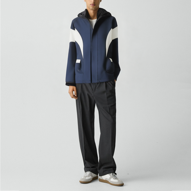 Men's Hooded Patchwork Contrast Jacket