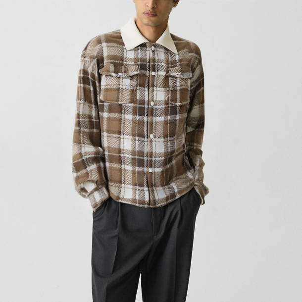 Men's Brown cashmere street-style lapel jacket