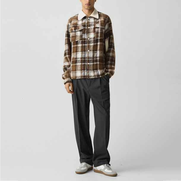 Men's Brown cashmere street-style lapel jacket