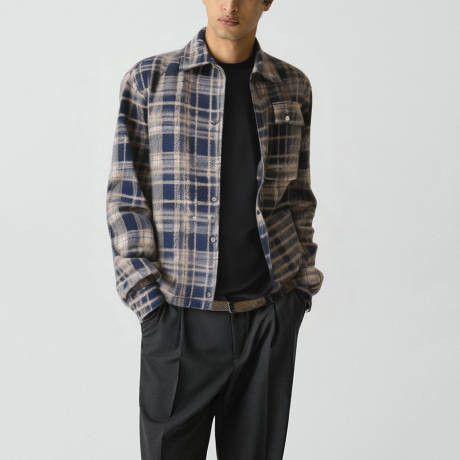 Men's black cashmere street-style lapel jacket