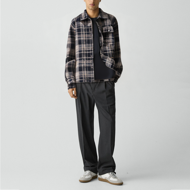 Men's black cashmere street-style lapel jacket