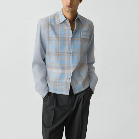 Men's blue cashmere street-style lapel jacket