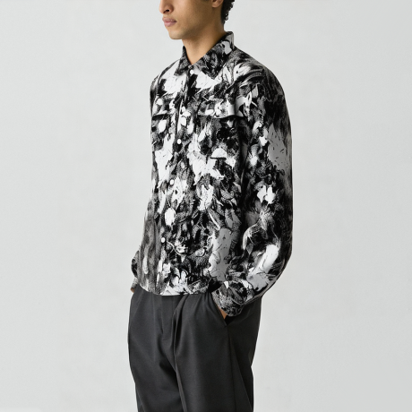 Retro oil painting print lapel high street jacket