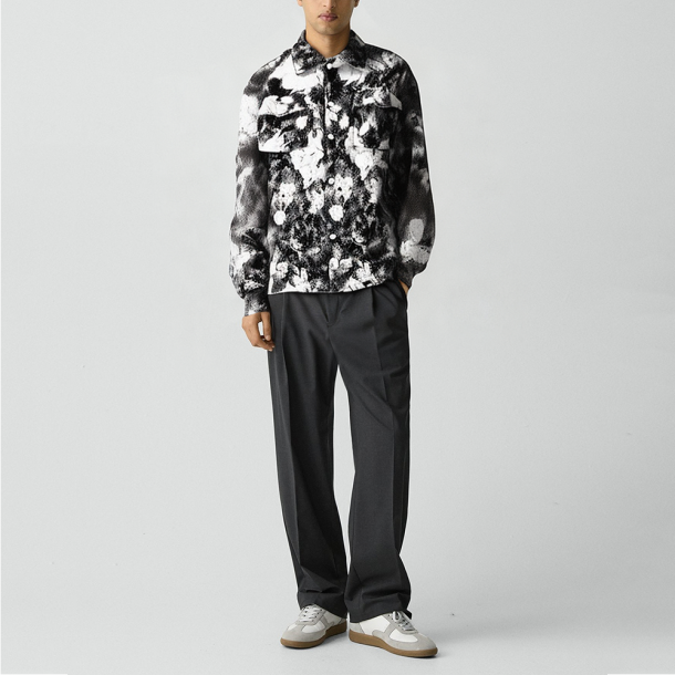 Retro oil painting print lapel high street jacket