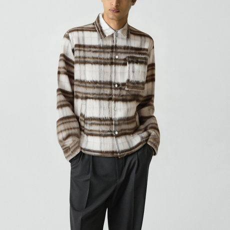 Men's wool plaid thickened jacket