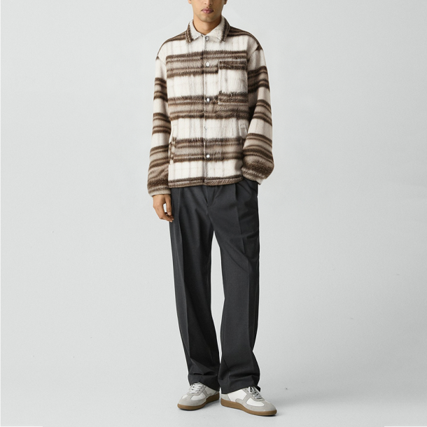 Men's wool plaid thickened jacket