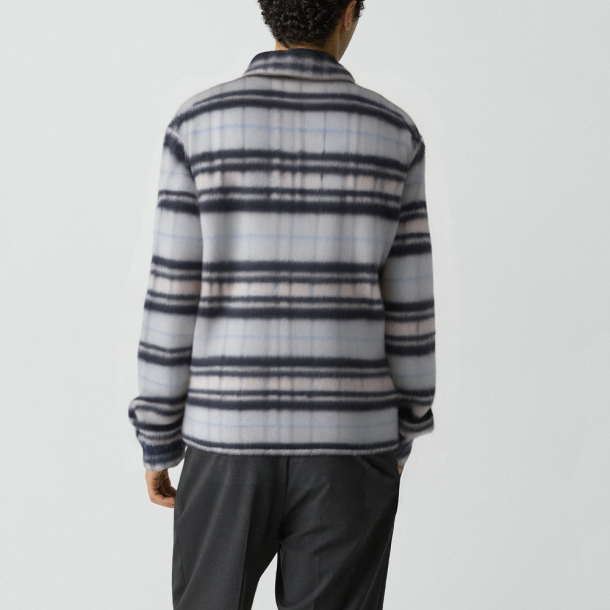 Men's black wool plaid thickened jacket