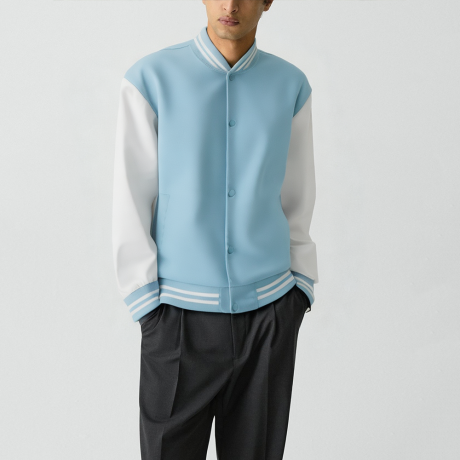 Blue Stand-collar jacket Casual baseball jacket