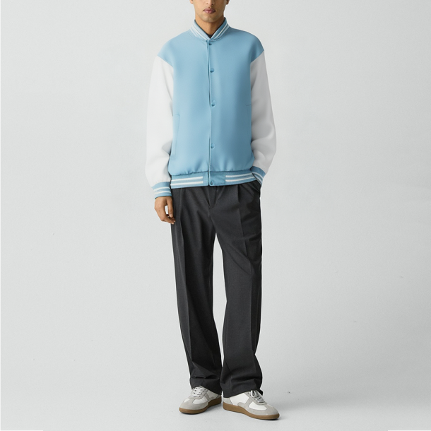 Blue Stand-collar jacket Casual baseball jacket