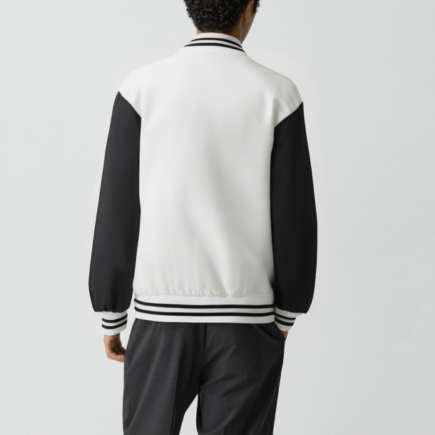 White Stand-collar jacket Casual baseball jacket