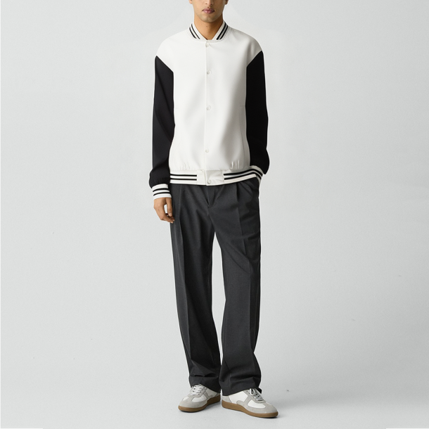 White Stand-collar jacket Casual baseball jacket