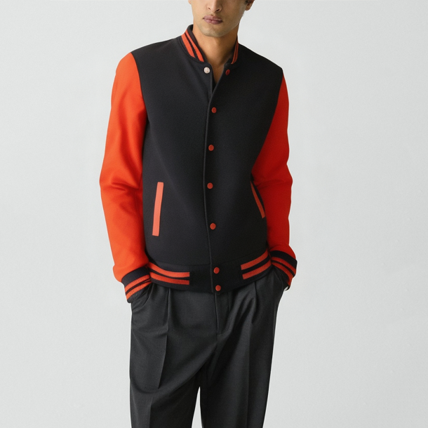 Men's stand-collar wool winter varsity jacket