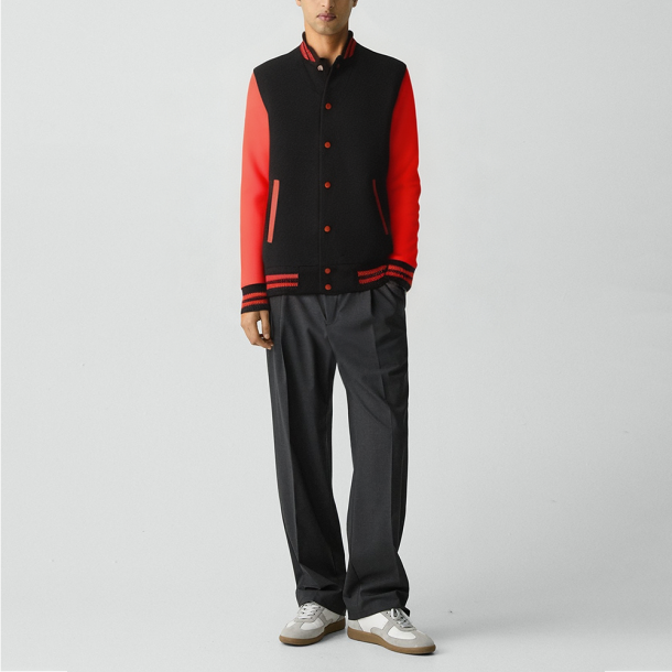 Men's stand-collar wool winter varsity jacket