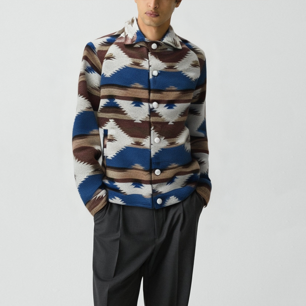 Blue Retro embroidered ethnic style jacket