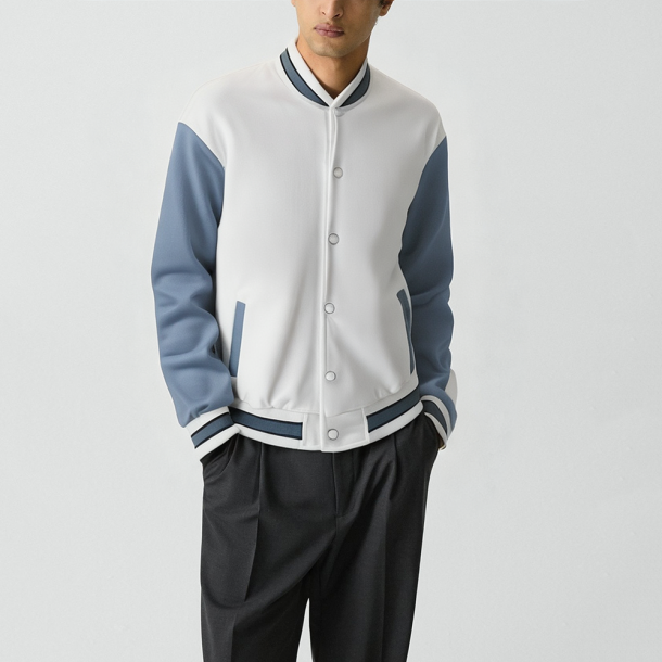 Color-block loose-fitting baseball jacket