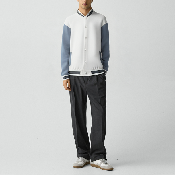 Color-block loose-fitting baseball jacket