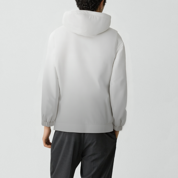 Men's grey hooded softshell suede jacket