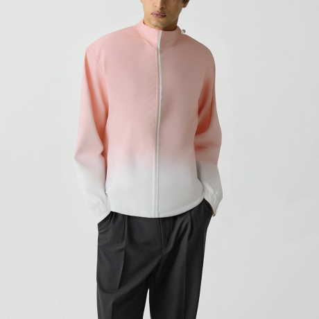 Men's pink hooded softshell suede jacket